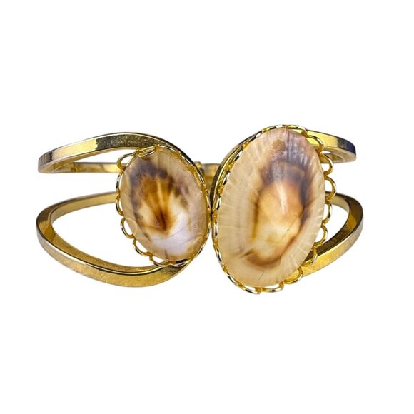 Milikona Of Maui Womens Gold-Tone Shell Accent Hinged Bracelet  Jewelry - Picture 1 of 6